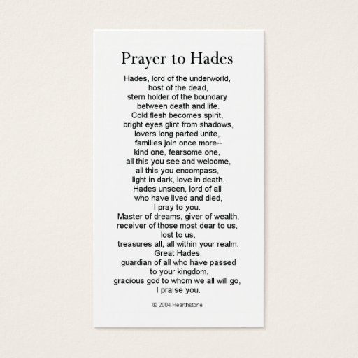 Customizable Hades Prayer Card Business Card