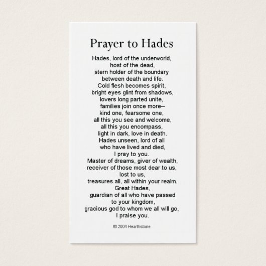 Hades Prayer Card (Front)