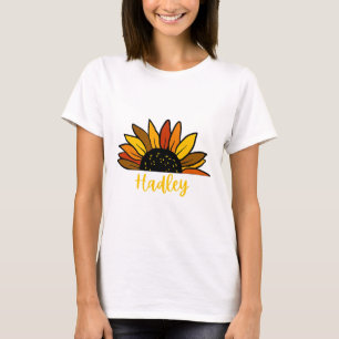 Hadley Personalized Name Cute Fall Sunflower Autum T-Shirt