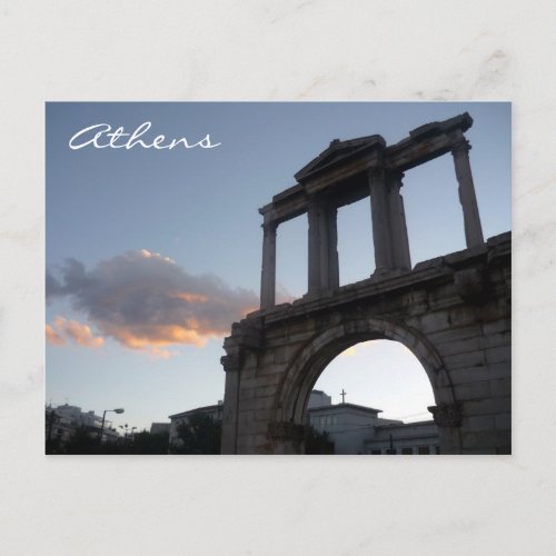 hadrian arch dusk postcard