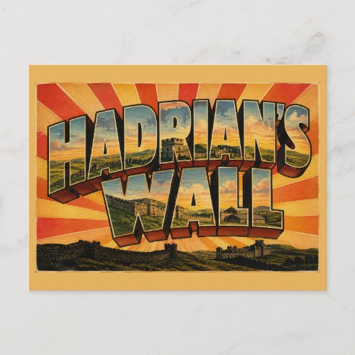 Hadrian's Wall England Vintage Travel Art Postcard