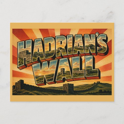 Hadrian's Wall England Vintage Travel Art Postcard