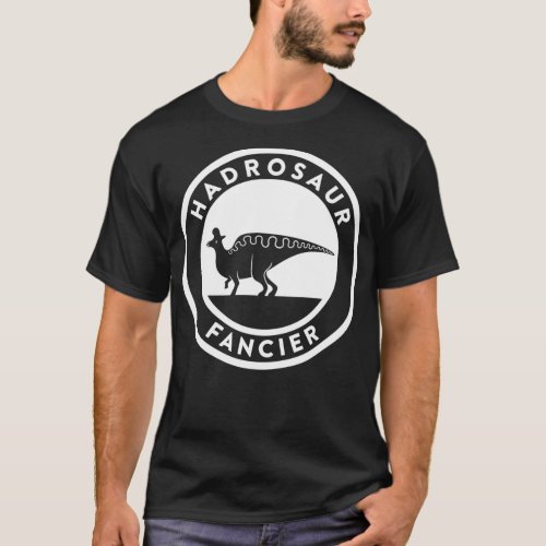 Hadrosaur Fancier White on Dark T_Shirt