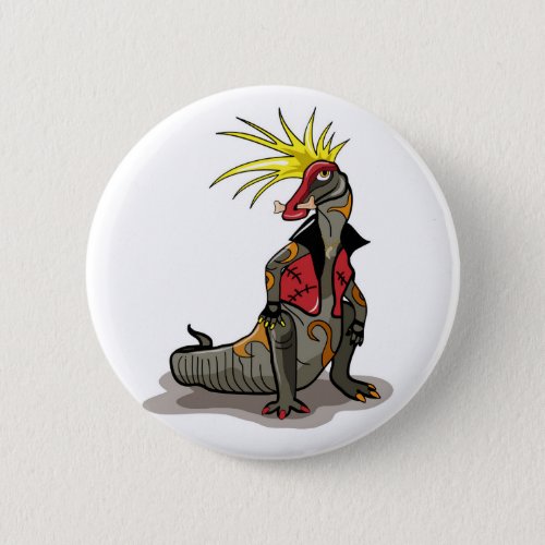 Hadrosaurus Dinosaur Dressed As A Punk Button