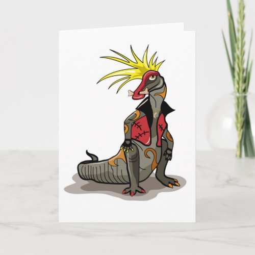 Hadrosaurus Dinosaur Dressed As A Punk Card