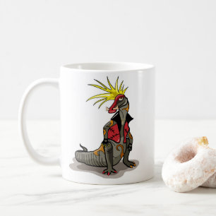 Hadrosaurus Dinosaur Dressed As A Punk. Coffee Mug