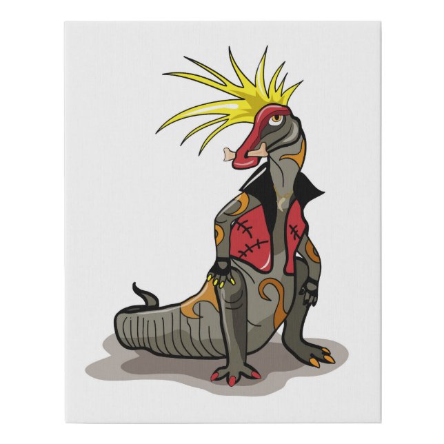 Hadrosaurus Dinosaur Dressed As A Punk. Faux Canvas Print (Front)