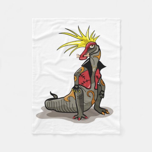 Hadrosaurus Dinosaur Dressed As A Punk Fleece Blanket