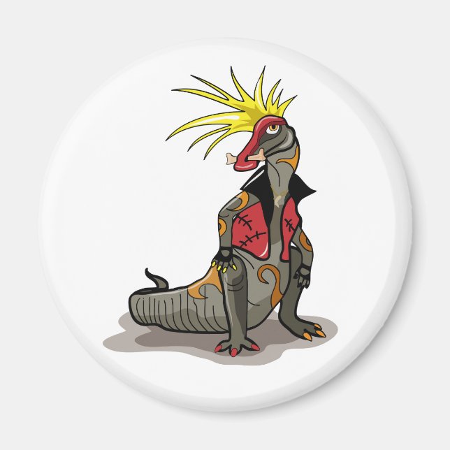 Hadrosaurus Dinosaur Dressed As A Punk. Magnet (Front)
