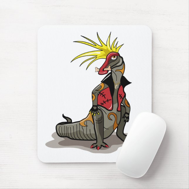 Hadrosaurus Dinosaur Dressed As A Punk. Mouse Pad (With Mouse)