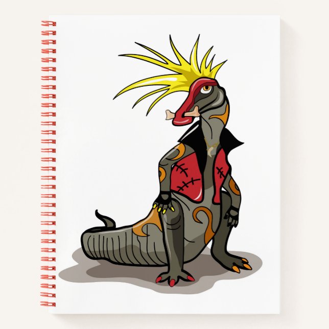 Hadrosaurus Dinosaur Dressed As A Punk. Notebook (Front)