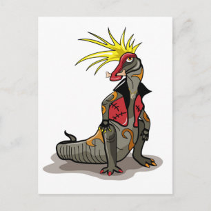Hadrosaurus Dinosaur Dressed As A Punk. Postcard