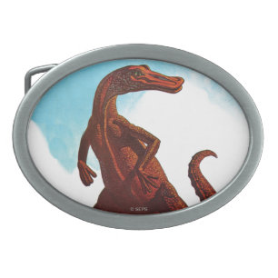 Hadrosaurus Dinosaur Oval Belt Buckle