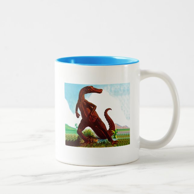 Hadrosaurus Dinosaur Two-Tone Coffee Mug (Right)