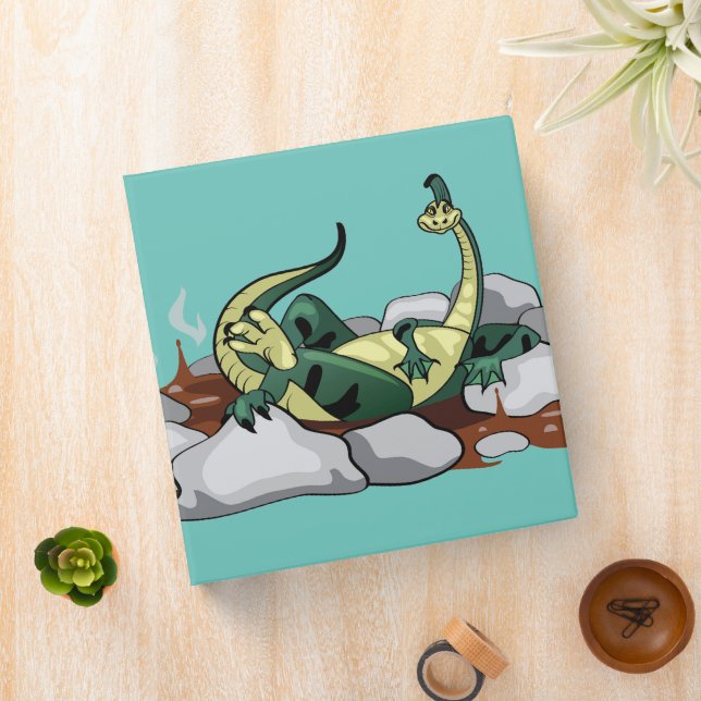 Hadrosaurus Relaxing In A Jacuzzi. 3 Ring Binder (In Situ)