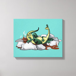 Hadrosaurus Relaxing In A Jacuzzi. Canvas Print
