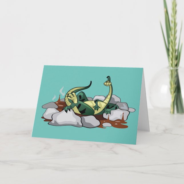 Hadrosaurus Relaxing In A Jacuzzi. Card (Front)