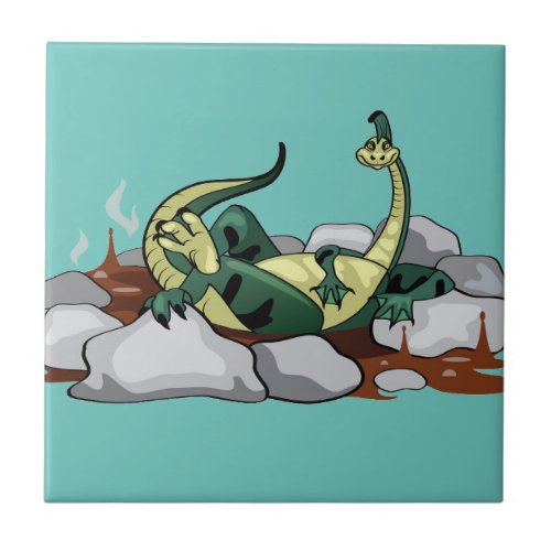Hadrosaurus Relaxing In A Jacuzzi Ceramic Tile