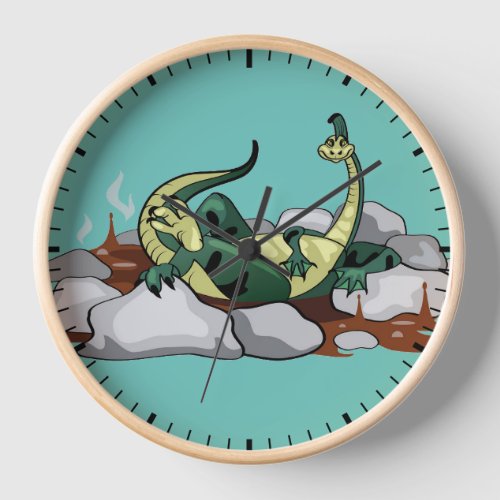 Hadrosaurus Relaxing In A Jacuzzi Clock