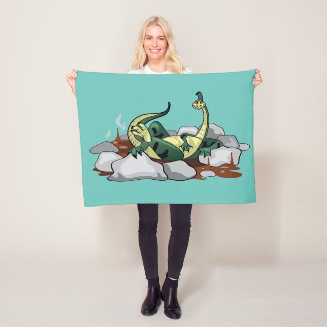 Hadrosaurus Relaxing In A Jacuzzi. Fleece Blanket (In Situ)