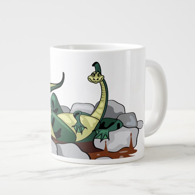 Hadrosaurus Relaxing In A Jacuzzi. Giant Coffee Mug (Front Right)
