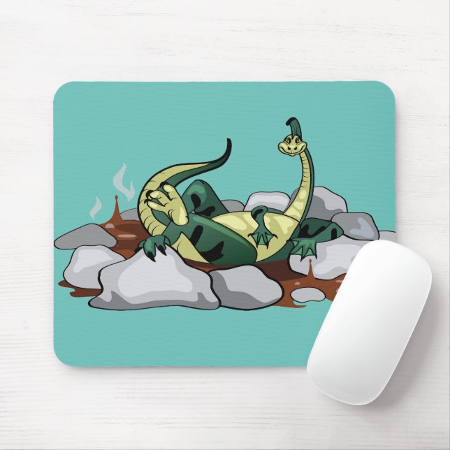 Hadrosaurus Relaxing In A Jacuzzi. Mouse Pad (With Mouse)