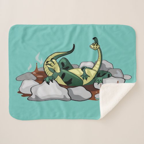 Hadrosaurus Relaxing In A Jacuzzi Sherpa Blanket