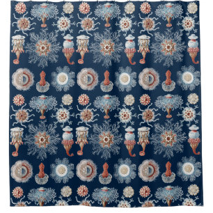 Haeckel Nature Art Siphonophorae Antique Print Shower Curtain
