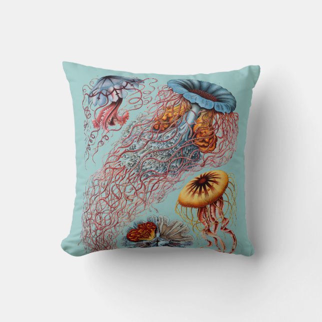 Haeckel Vintage Scientific Illustration Throw Pillow (Front)