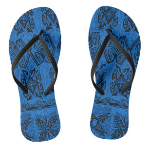 Haena Beach Hawaiian Primitive Tapa Flip Flops
