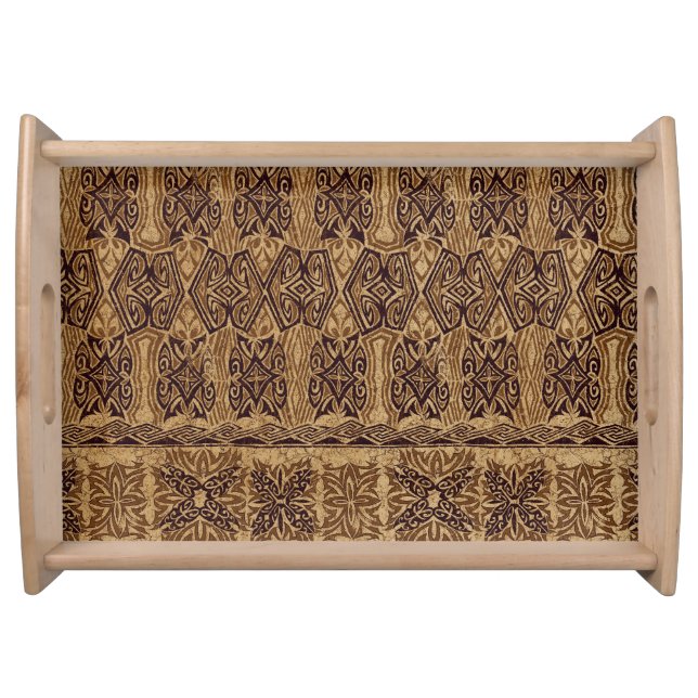 Haena Beach Hawaiian Primitive Tapa Serving Tray (Front)