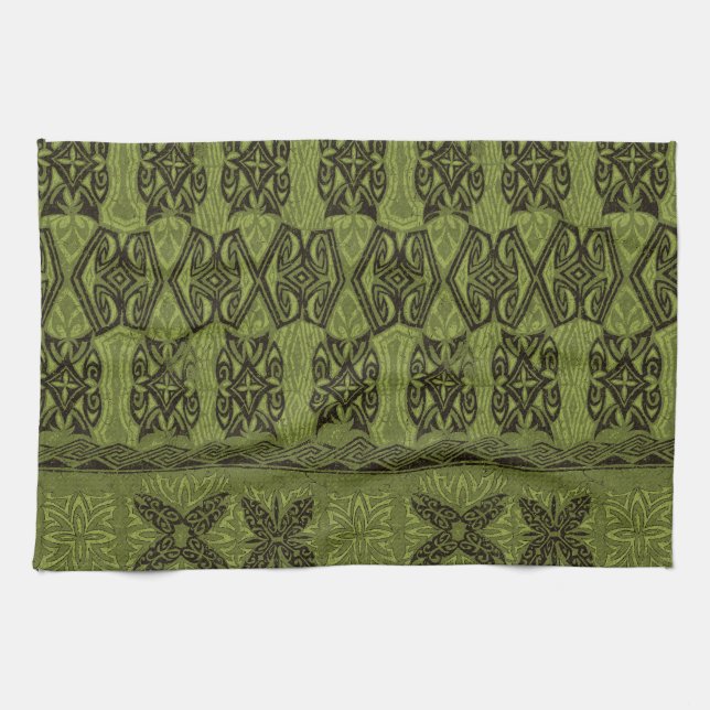 Haena Beach Hawaiian Primitive Tapa Towel (Horizontal)