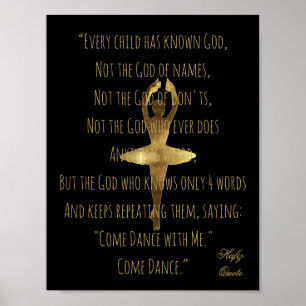 Hafiz Quote about Dancing Faux Gold Ballet Dancer Poster