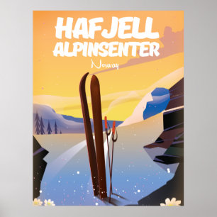 Hafjell Alpine Center Norway beautiful ski poster. Poster
