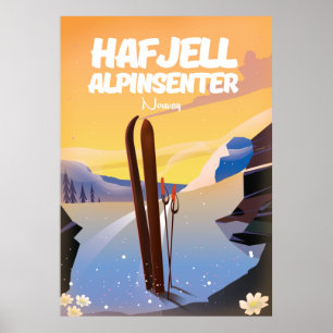 Hafjell Alpine Center Norway beautiful ski poster. Poster