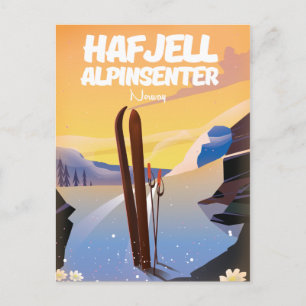 hafjell alpinsenter Norway beautiful ski poster. Postcard