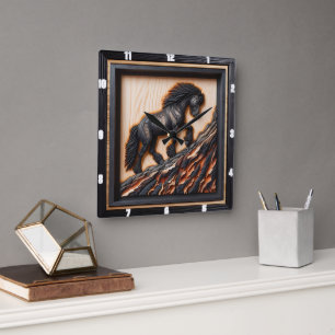 Haflinger Climb: Wood Art Custom Palette Square Wall Clock