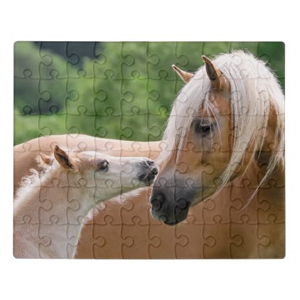 Haflinger Cute Horses Foal and Mom Cuddling Kiss &quot; Jigsaw Puzzle
