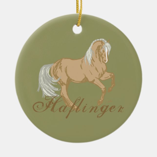 Haflinger Horse Ceramic Ornament (Front)