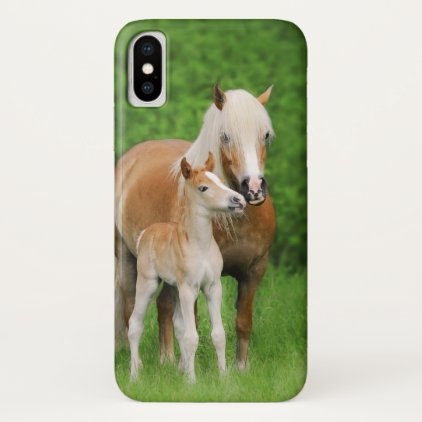 Haflinger Horse Cute Baby Foal Kiss Mum Pony Photo iPhone X Case