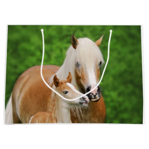 Haflinger Horse Cute Baby Foal Kiss Mum Pony Photo Large Gift Bag
