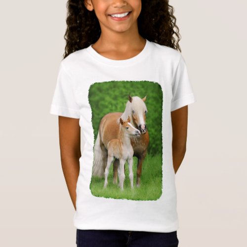 Haflinger Horse Cute Baby Foal Kiss Mum Pony Photo T_Shirt
