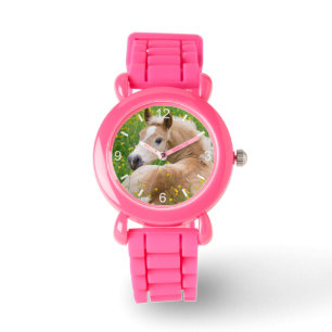 Haflinger Horse Cute Foal in Flowerbed dial-plate Watch