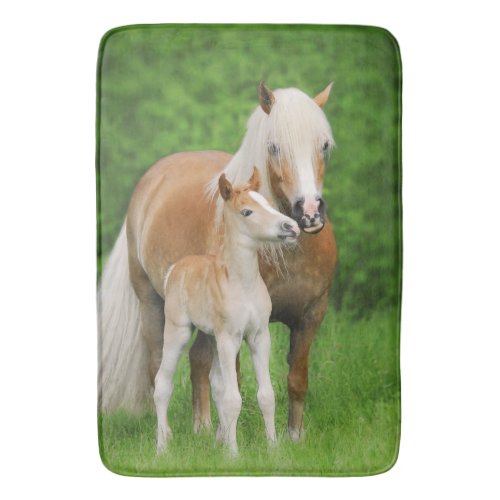 Haflinger Horse Cute Foal Kiss Mum Photo _ Large Bath Mat