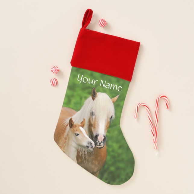 Haflinger Horse Cute Foal Kiss Mum Pony Photo Name Christmas Stocking (Front)