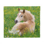 Haflinger Horse Cute Foal Resting Flowerbed, soft Fleece Blanket