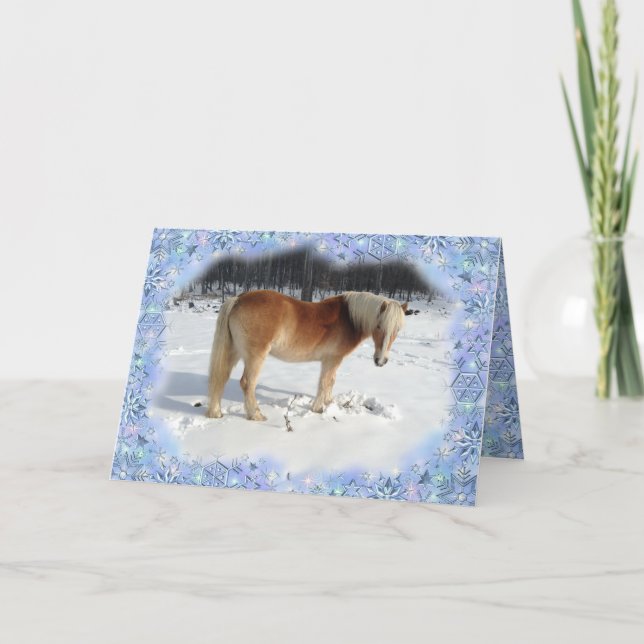 Haflinger Horse Holiday Greeting Card (Front)