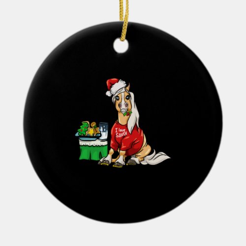 Haflinger Horse Horses Christmas I Love Santa Gift Ceramic Ornament