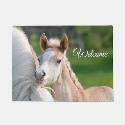 Haflinger Horses Cute Baby Foal Photo - Welcome - Doormat