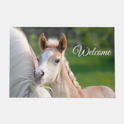 Haflinger Horses Cute Baby Foal Photo - Welcome . Doormat